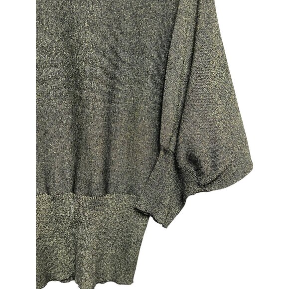 Red Paint Women Metallic Gold Gray Large Knit Sweater Cotton & Lurex Sparkly - Picture 15 of 16